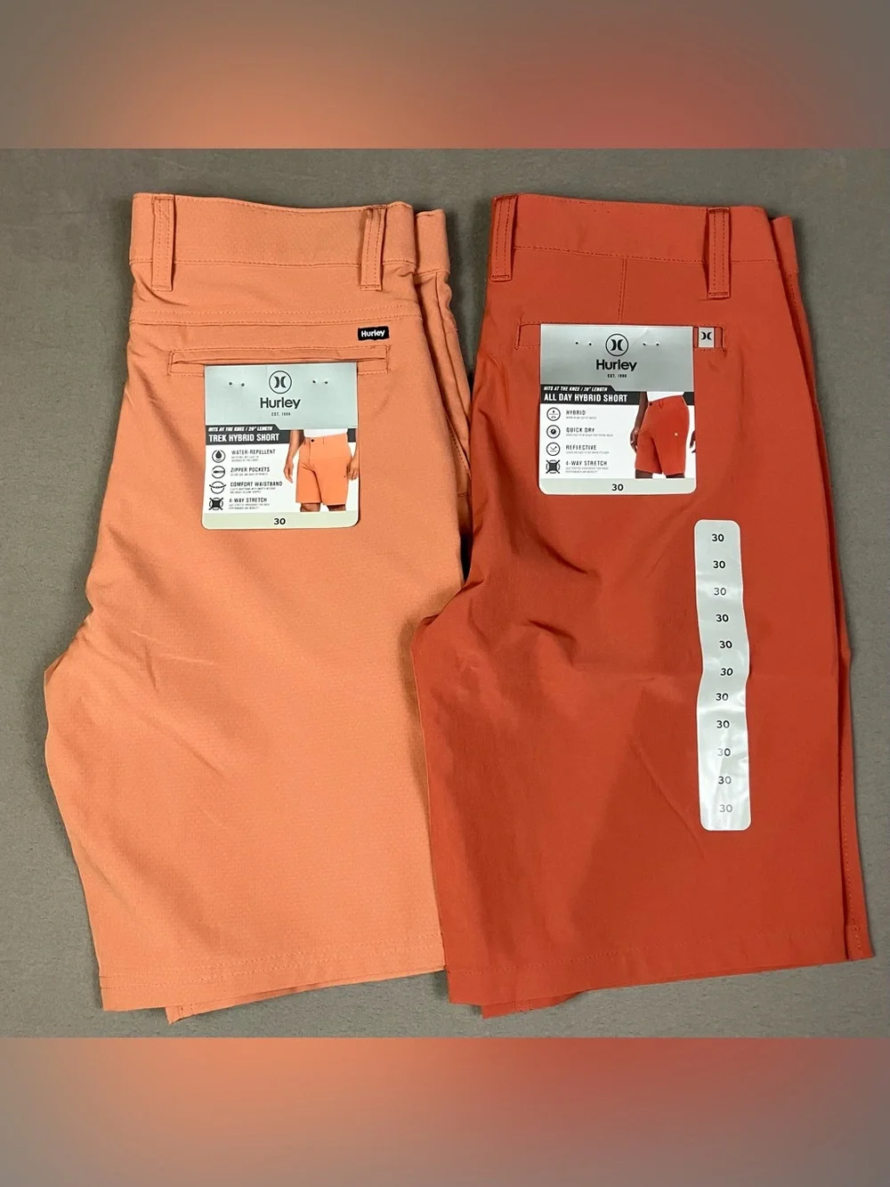 Hurley All Day / Trek Hybrid Shorts Size 30 Stretch Reflective NEW Lot Of 2! Lis